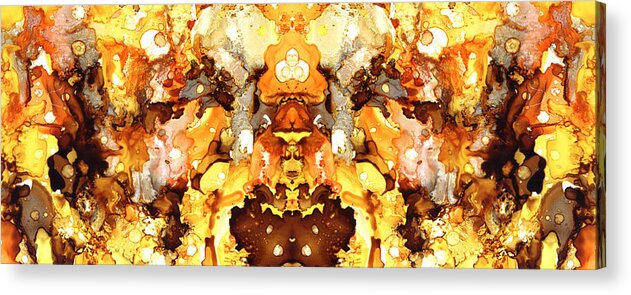 Yellow Acrylic Print featuring the painting Abstract 19 by Lucie Dumas