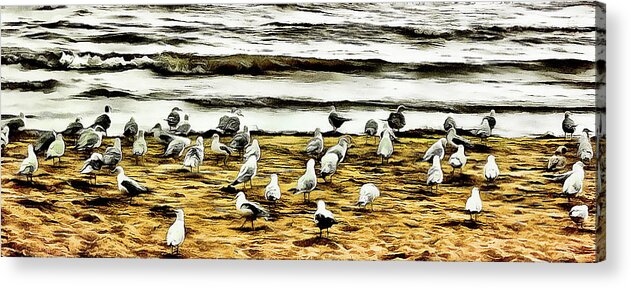 Beach Acrylic Print featuring the digital art Beach Party by Leslie Montgomery