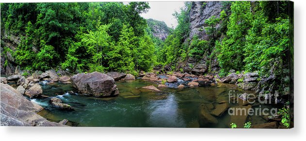 Tallulah Gorge Acrylic Print featuring the photograph Bottom of Tallulah Gorge by Barbara Bowen