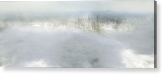 Jacksonville Acrylic Print featuring the photograph City Amongst the Clouds - Jacksonville - Florida - Landscape by Jason Politte