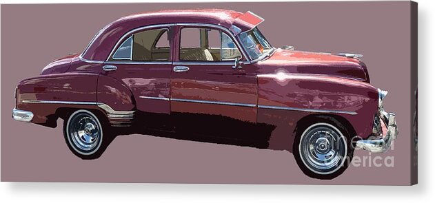Digital Art Acrylic Print featuring the digital art Classic car art in red by Francesca Mackenney