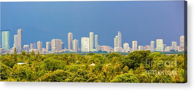 Miami City Panoramic Acrylic Print featuring the photograph Miami Le City by Rene Triay FineArt Photos