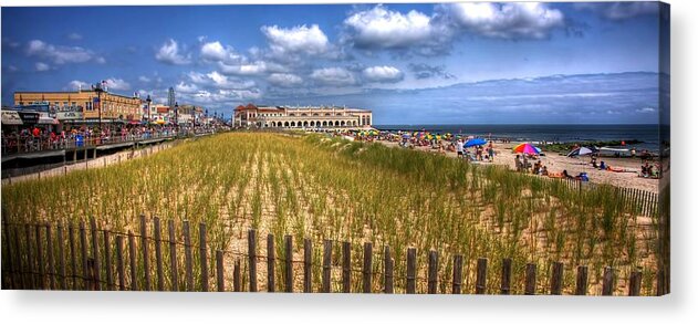 Ocean City Nj Acrylic Print featuring the photograph Ocean City Panorama by John Loreaux