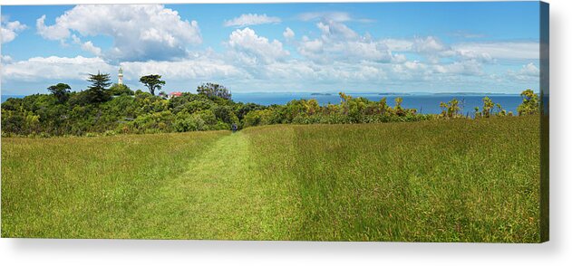 Joan Carroll Acrylic Print featuring the photograph Panorama Tiritiri Matangi New Zealand by Joan Carroll
