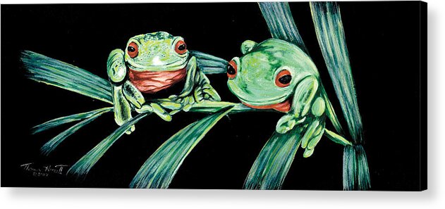 Frogs Acrylic Print featuring the painting Red Eyed Tree Frogs by Thomas Hamm
