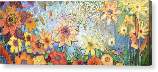 Abstract Acrylic Print featuring the painting Sunflower Tropics by Jennifer Lommers