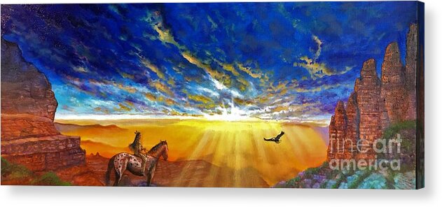 Arizona Acrylic Print featuring the painting Arizona Sunrise by Leland Castro