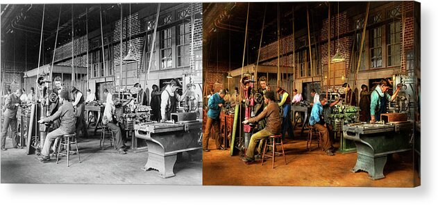 Machinist Acrylic Print featuring the photograph Machinist - Training - Machinist school 1899 - Side by Side by Mike Savad