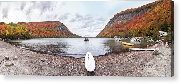 Vermont Acrylic Print featuring the photograph Lake Willoughby Fall Panoramic 2 by Tim Kirchoff