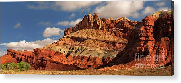Dave Welling Acrylic Print featuring the photograph Panoramic The Castle Formation Capitol Reef National Park by Dave Welling