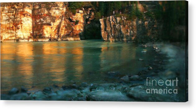 Sunset Acrylic Print featuring the digital art Athabasca at Sunset by Lisa Redfern