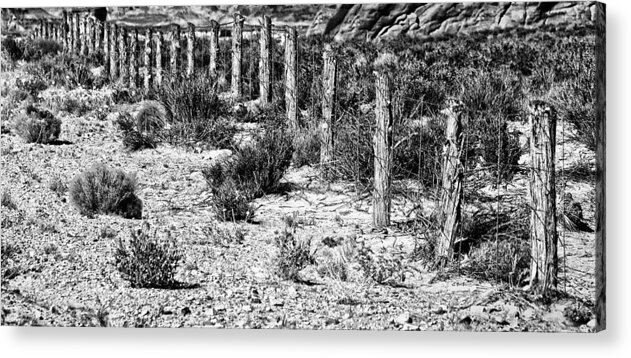 Landscape Acrylic Print featuring the photograph Desert Fence by Bob Coates