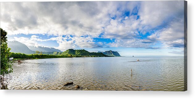 Hawaii Acrylic Print featuring the photograph Kahaluu Fish Pond Panorama by Jason Chu