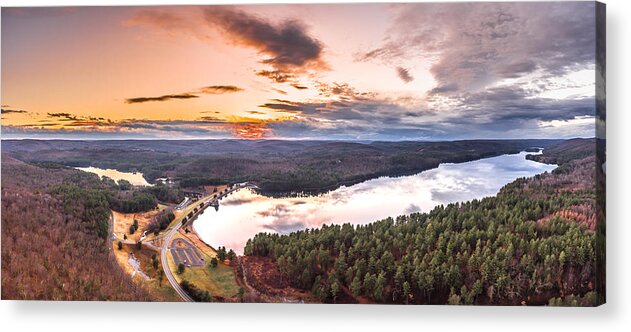 Saville Dam Acrylic Print featuring the photograph Sunset at Saville Dam - Barkhamsted Reservoir Connecticut #1 by Mike Gearin
