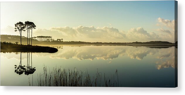 Grayton Beach Acrylic Print featuring the photograph Western Lake Dawn Panorama by Kurt Lischka