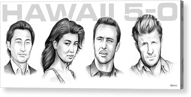 Pencil Acrylic Print featuring the drawing Hawaii 5 0 by Greg Joens