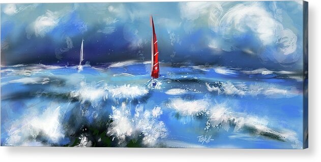 Sailing Acrylic Print featuring the digital art Sailing by Mark Tonelli