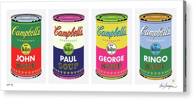 Vector Acrylic Print featuring the painting Beatle Soup Cans by Gary Grayson