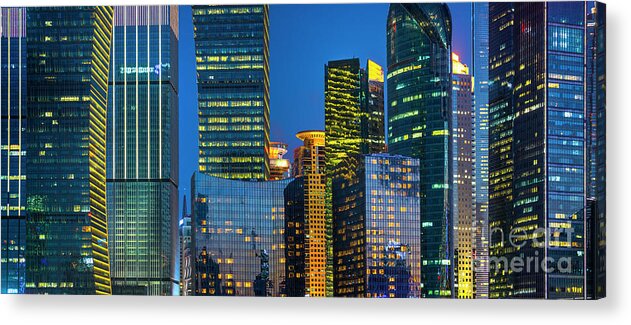 Downtown District Acrylic Print featuring the photograph Modern Skyscrapers Lujiazui, Shanghai by Xinzheng