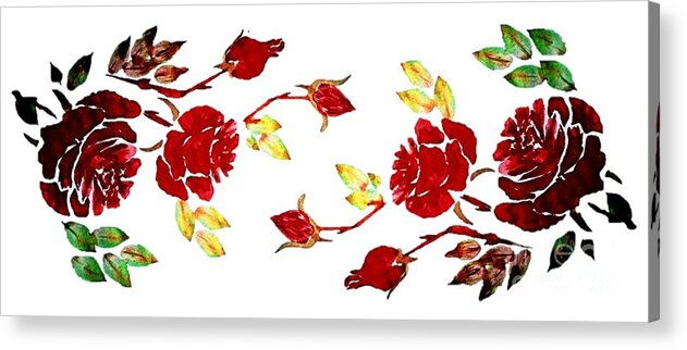 Pretty Acrylic Print featuring the painting Pretty Red Rose Watercolor Transparent Background YOU CHOOSE THE COLOR for Cups by Delynn Addams