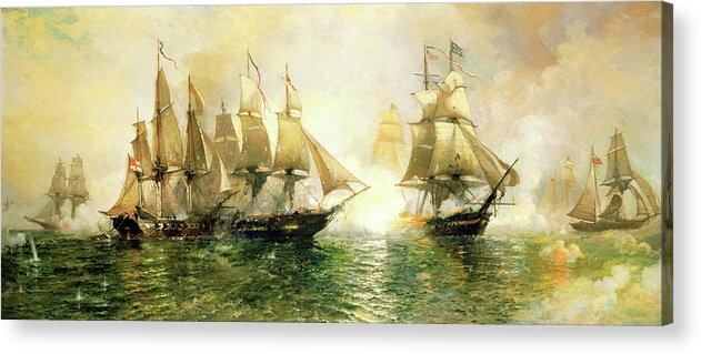 War Of 1812 Acrylic Print featuring the painting The Battle of Lake Erie by Julian O. Davidson