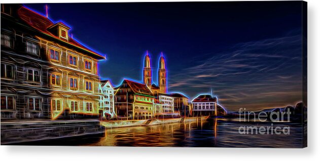 Travel Acrylic Print featuring the digital art City #2 by Mirza Cosic