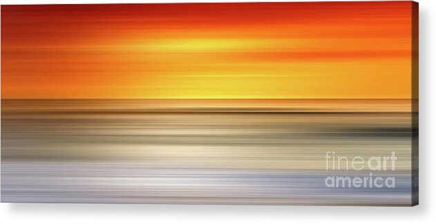 Abstract Pano Acrylic Print featuring the digital art Abstract sunset colors over a seascape by Stefano Senise