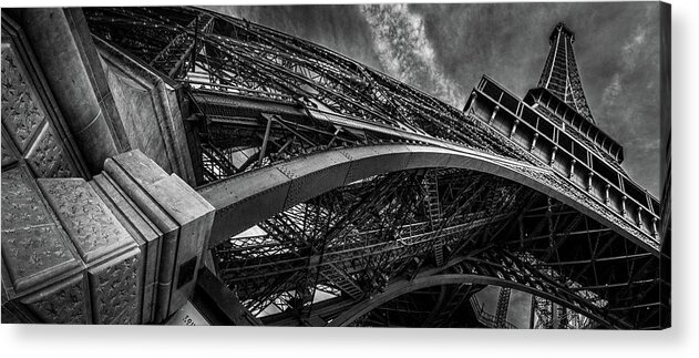 Black And White Acrylic Print featuring the photograph Eiffel Tower Panorama by Serge Ramelli