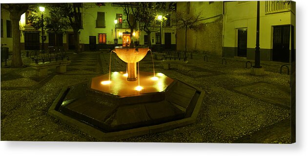 Gold Acrylic Print featuring the photograph Golden Fountain in Granada by Geoff Harrison