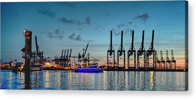 Hamburg Acrylic Print featuring the photograph Hamburg Harbour Sunset by Stefan Knauer
