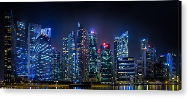 Panorama Acrylic Print featuring the photograph Singapore Skyline Panorama by Rick Deacon
