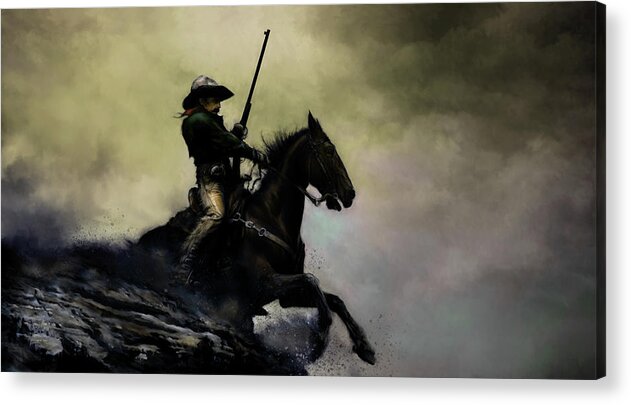 Cowboy Acrylic Print featuring the digital art The Cowboy by David Willicome