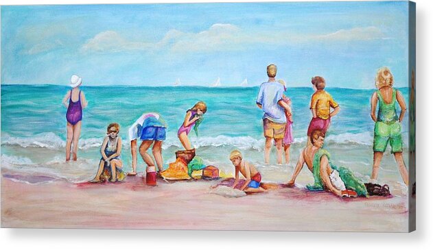 Beach Acrylic Print featuring the painting At the beach by Patricia Piffath