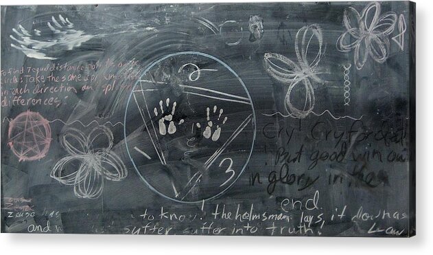Chalkboard Acrylic Print featuring the drawing Blackboard Science and Art II by Stephen Hawks
