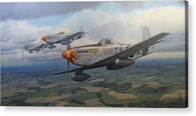 P-51 Acrylic Print featuring the painting Finding a Gap by Steven Heyen