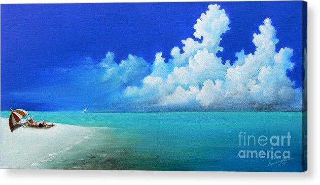 Acrylics Acrylic Print featuring the painting Nap on the Beach by Artificium -