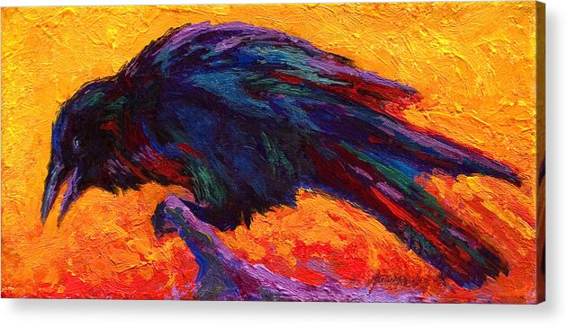 Crows Acrylic Print featuring the painting Raven by Marion Rose