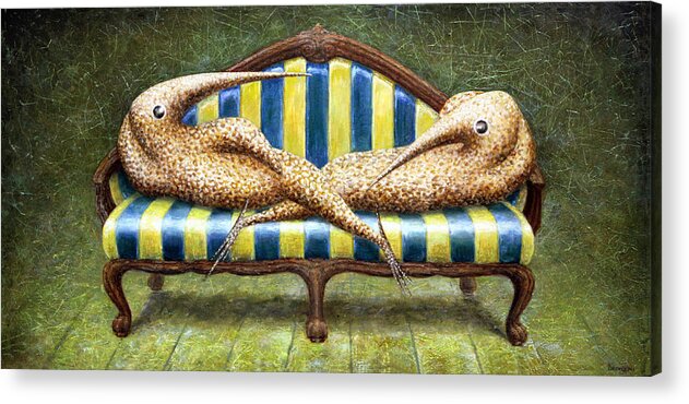 Sofa Acrylic Print featuring the painting Siamese Twins by Lolita Bronzini