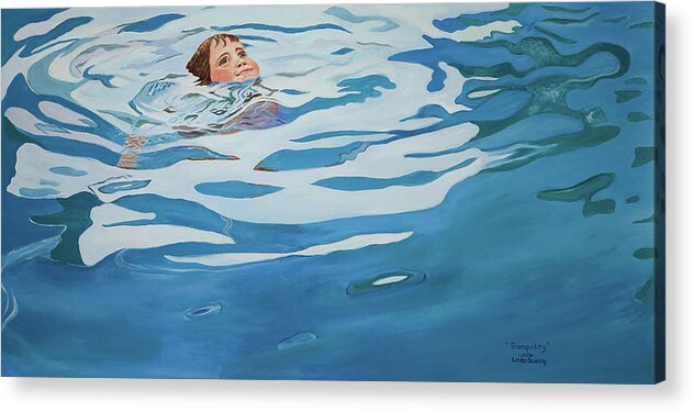 Swimming Pool Acrylic Print featuring the painting Tranquility by Linda Queally