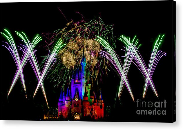 Christmas Acrylic Print featuring the photograph Castle Fireworks Finally by Darcy Michaelchuk