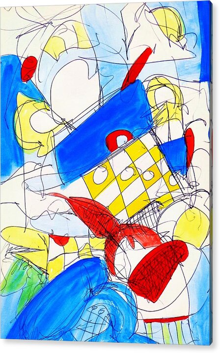 Abstract Acrylic Print featuring the painting Weird TicTacToe by John Kaelin