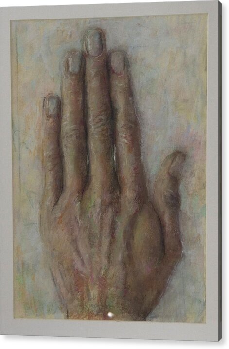 Still Life - Hand - Pastel - Artist- Selfportrait Acrylic Print featuring the drawing The Artist Hand by Paez Antonio