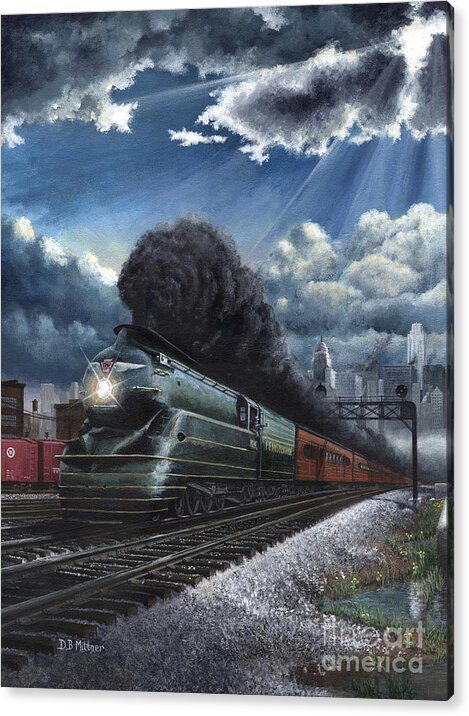 Train Acrylic Print featuring the painting Eastbound Broadway Limited by David Mittner