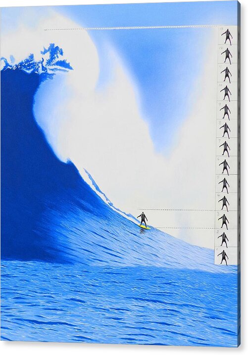 Surfing Acrylic Print featuring the painting Analyzing Cortes 1-05-2008 by John Kaelin