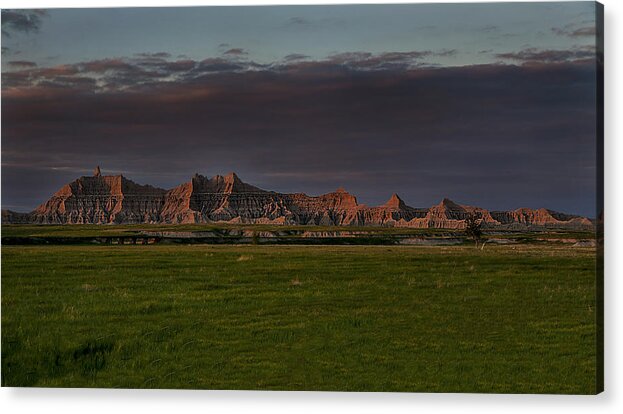 Badlands Acrylic Print featuring the photograph Sunset in the Badlands by Pam DeCamp