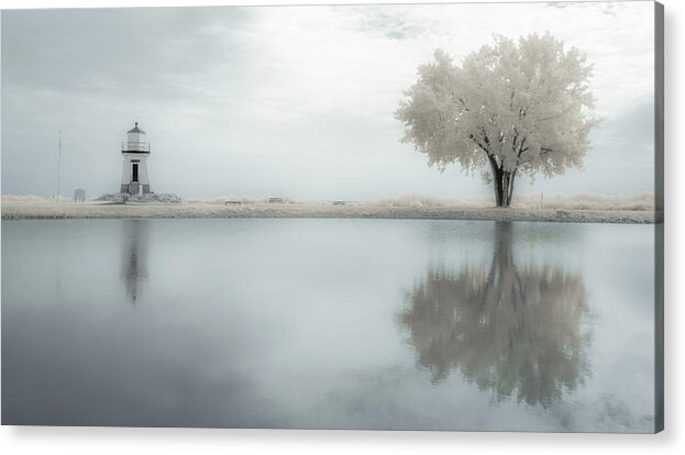 Infrared Photography Acrylic Print featuring the photograph Port Clinton Lighthouse by Pam DeCamp