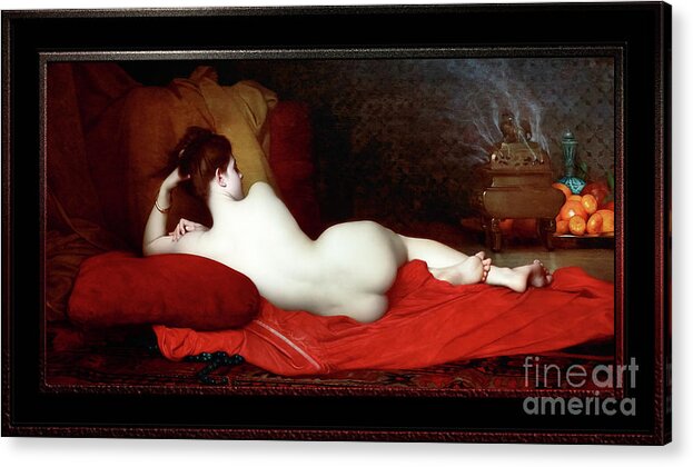 Odalisque Acrylic Print featuring the painting Odalisque by Jules Lefebvre Classical Fine Art Reproduction by Rolando Burbon
