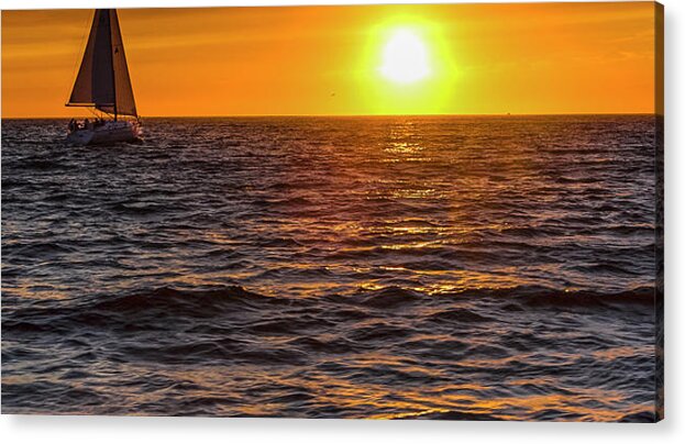 Sailing Acrylic Print featuring the photograph Sailing on Monterey Bay by Tommy Farnsworth