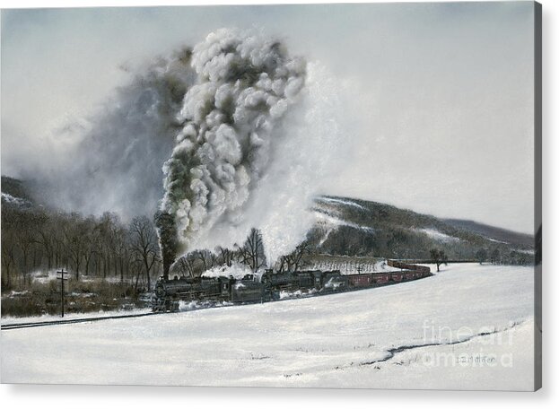 Trains Acrylic Print featuring the painting Mount Carmel Eruption by David Mittner