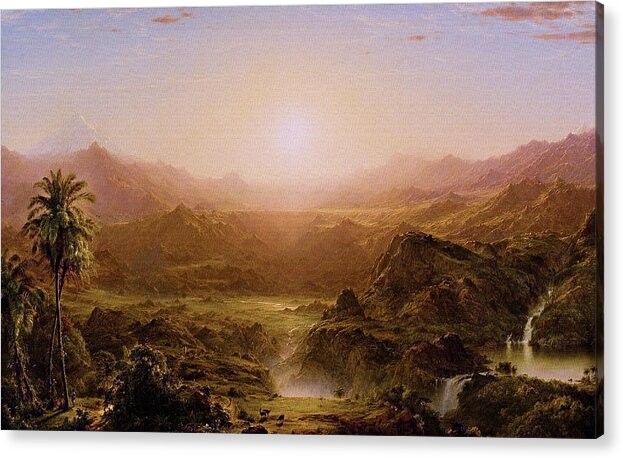 The Andes Of Ecuador Acrylic Print featuring the painting The Andes of Ecuador by Frederic Edwin Church by Rolando Burbon